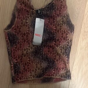 Free Fly Apparel Floral Lace Tank Top - Brown and Tan